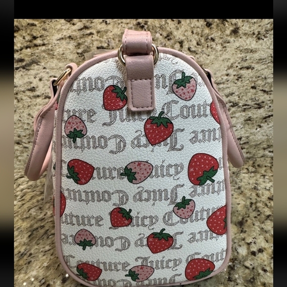 Juicy Couture Freshly Picked π Strawberry Satchel In Pecan White/pink Diam. NWT - Picture 6 of 16